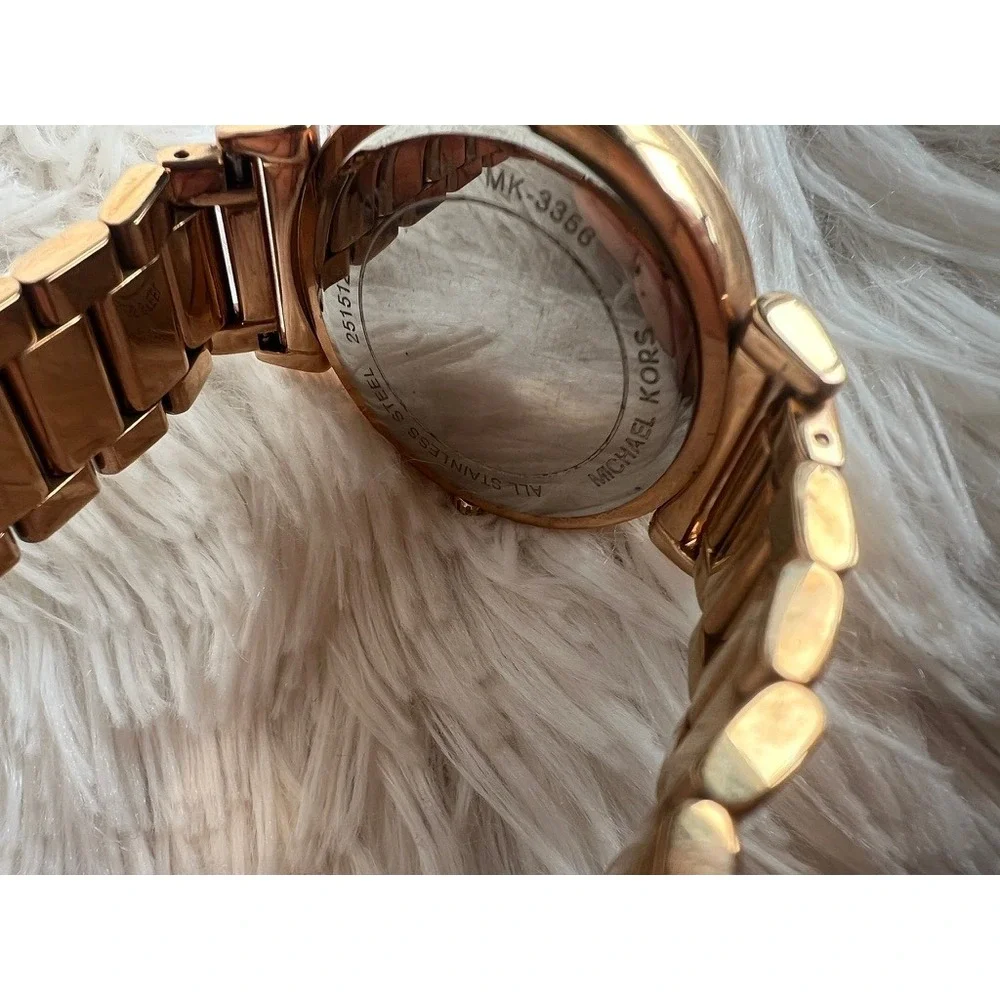 Michael Kors Watch Rose Gold  Black Sparkle Dial Crystal‎ Bezel Needs Battery